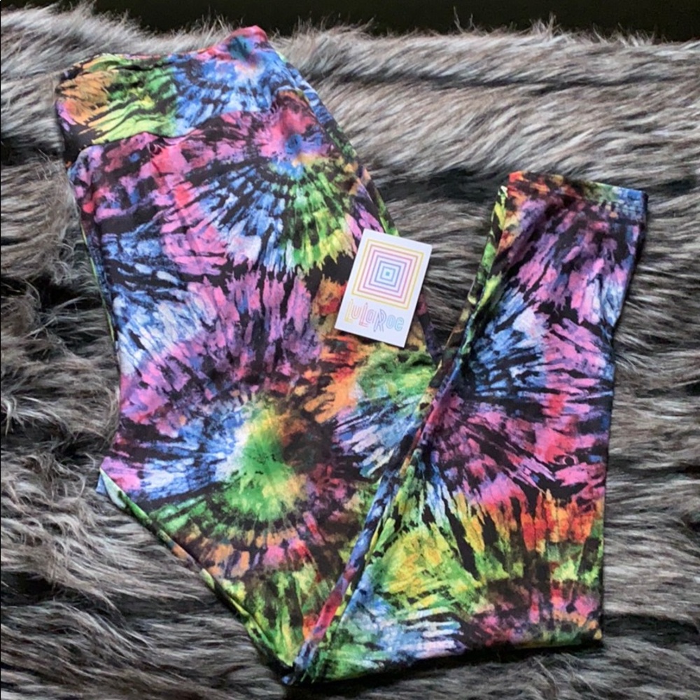 LuLaRoe Neon Rainbow Tie Dye Leggings - TC2